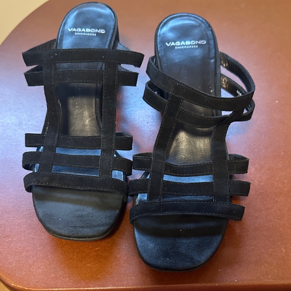 Vagabond Saide Black Net Heel Sandals  size 38